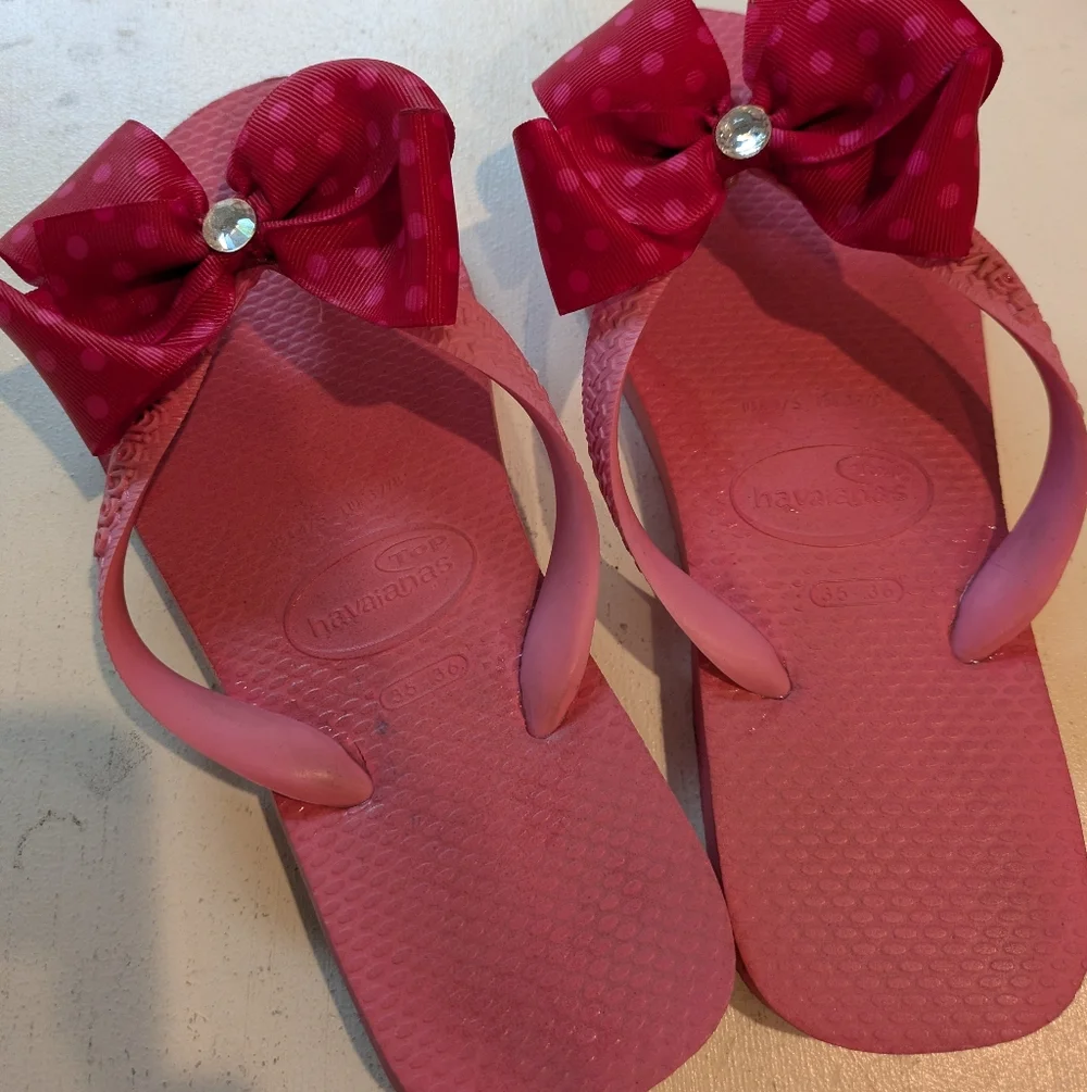 Pink Polka Dot Havaianas Flip Flop Thong Sandals